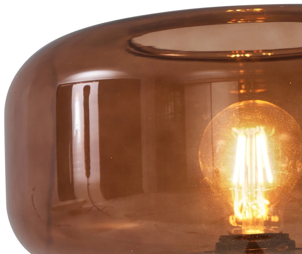 Lampada da terra retrò nera con vetro bronzo - Bizle