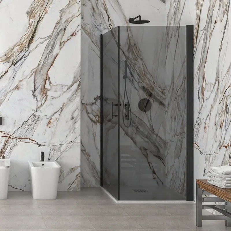Box doccia 90x90 doppio battente vetro fumé altezza 200h | KS2800AF - KAMALU