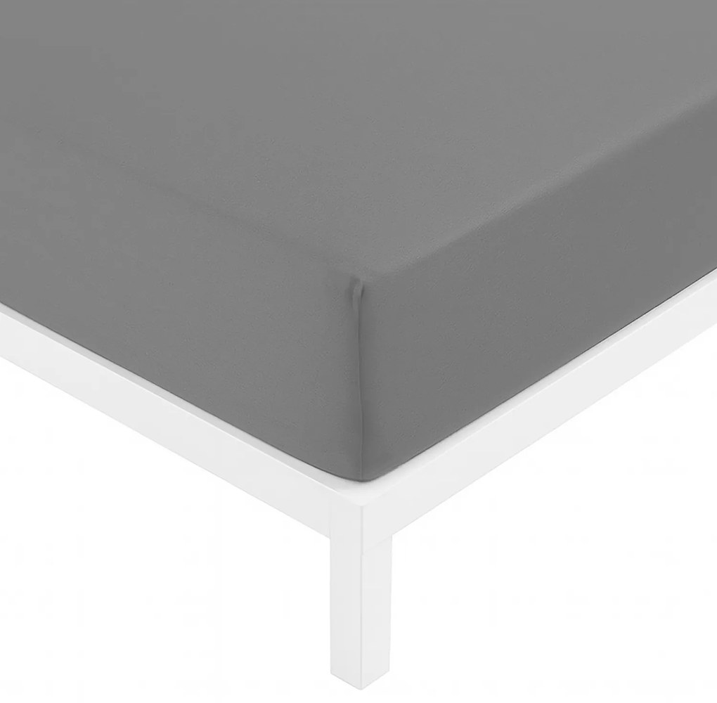 Lenzuolo con angoli singolo cotone percalle grigio