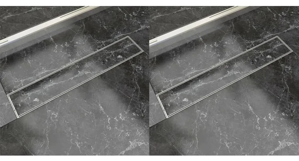 Scarico Doccia Lineare 2 Pz 630x140 Mm Acciaio Inossidabile /