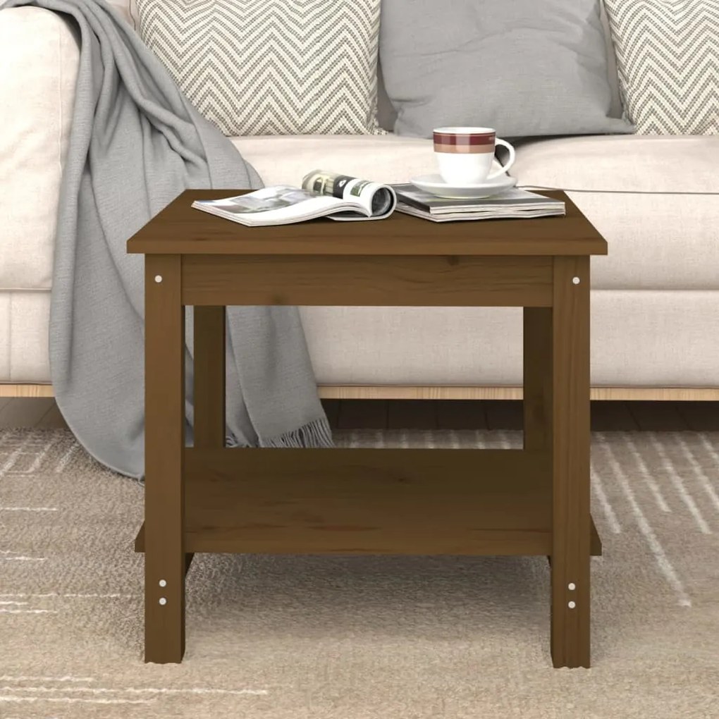 Tavolino Da Salotto Ambra 50x50x45 Cm İn Legno Massello Di Pino /