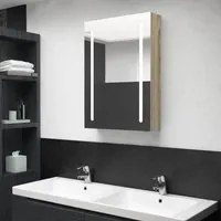 Armadietto Bagno con Specchio e LED Rovere 50x13x70 cm 326499