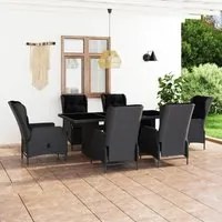 Set Pranzo da Giardino 7pz con Cuscini Polyrattan Grigio Scuro 3060136