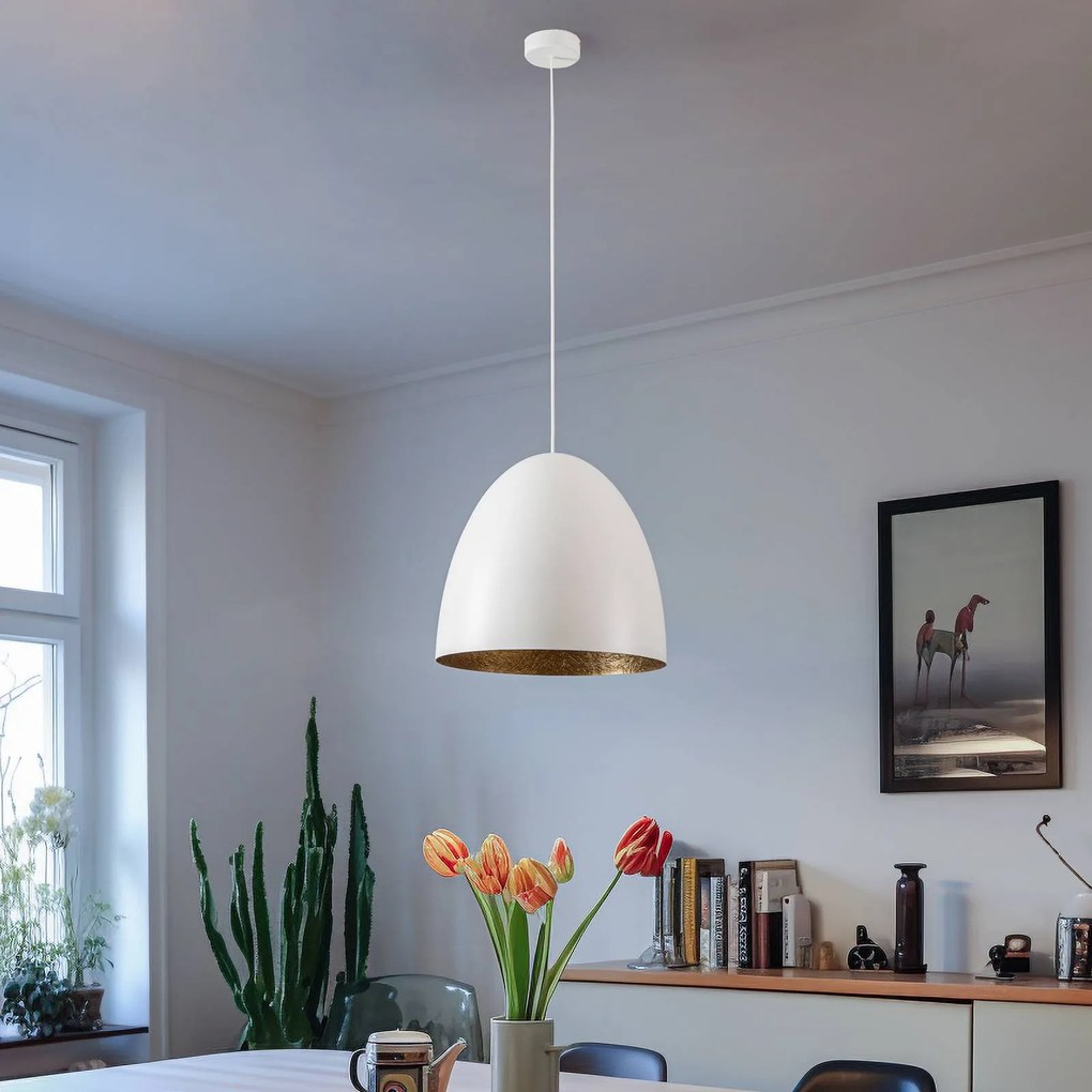 Nowodvorski Lighting Lampada a sospensione Egg M in metallo, Ø 38 cm, bianco
