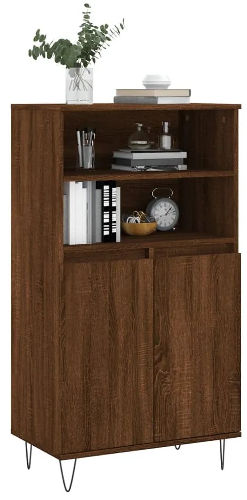 Credenza rovere marrone 60x36x110 cm in legno multistrato