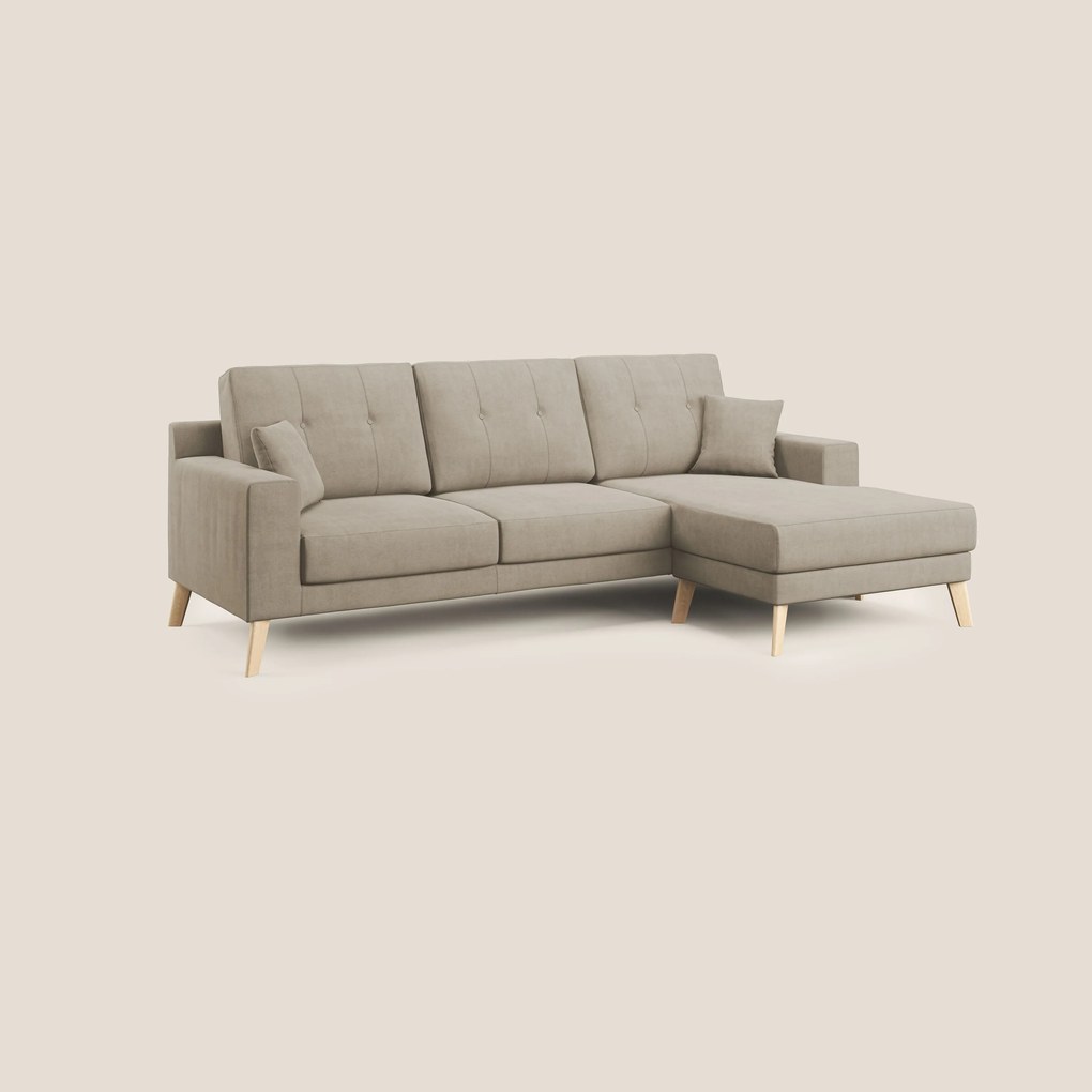 Danish divano angolare REVERSIBILE in tessuto morbido impermeabile T02 beige