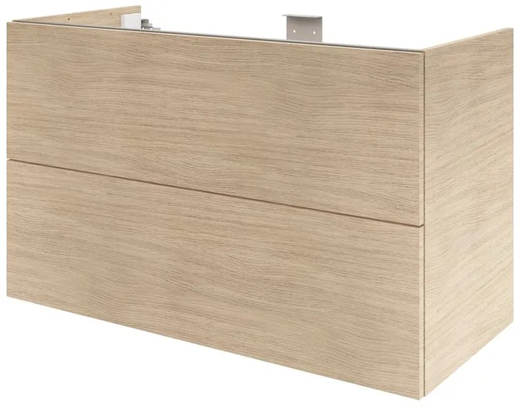 Mobile da bagno sospeso sotto lavabo L 105 x H 64 x P 48 cm noce lucido, 2 cassetti SENSEA Neo