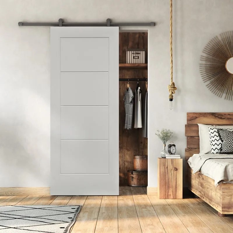 Porta scorrevole Ribera in alluminio bianco, L 93 x H 212 cm, con binario Loft Reversibile