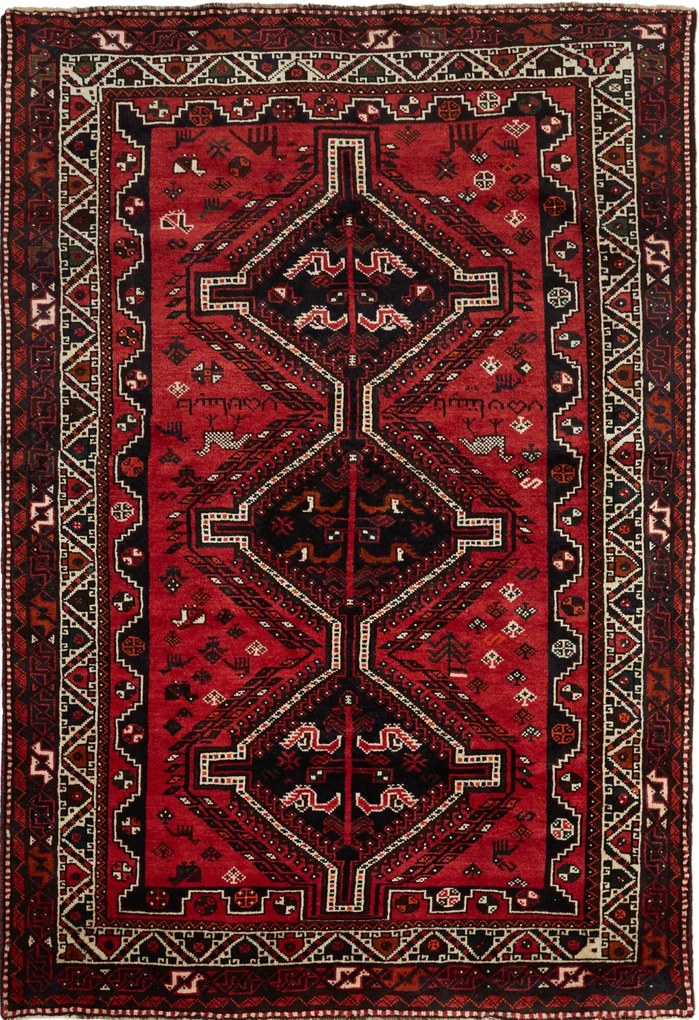 Shiraz Tappeto persiano 170x250 Rosso (Iran) Annodato A Mano