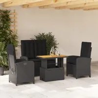 Set da Pranzo da Giardino 4 pz con Cuscini Nero in Polyrattan 3277335