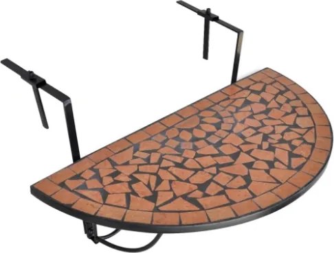 Tavolo Sospeso da Balcone in Terracotta con Mosaico