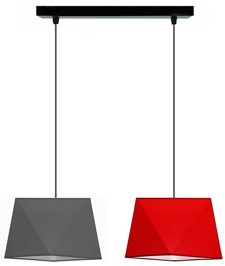 Lampadario a sospensione con filo DIAMENT 2xE27/60W/230V grigio-rosso