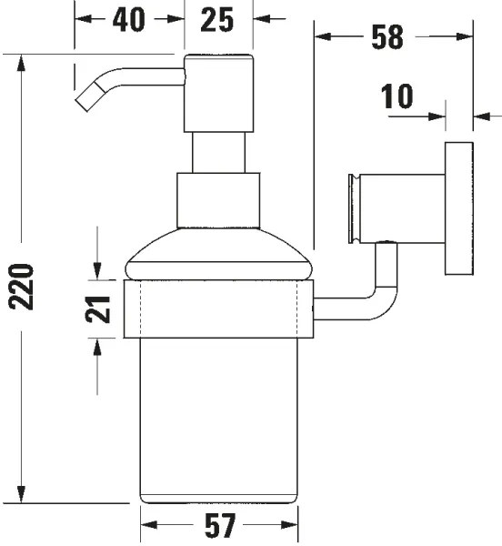 Duravit 99164600 - Dispenser da parete per sapone D-CODE 390 ml, vetro opalino/nero opaco