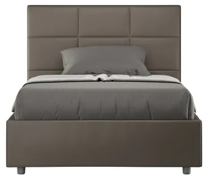 Letto matrimoniale francese senza rete imbottito 140x190 similpelle cappuccino Mika