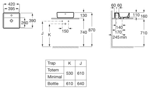 Roca A3270MM000 - Lavabo da appoggio GAP 42x39 cm ceramica/bianco