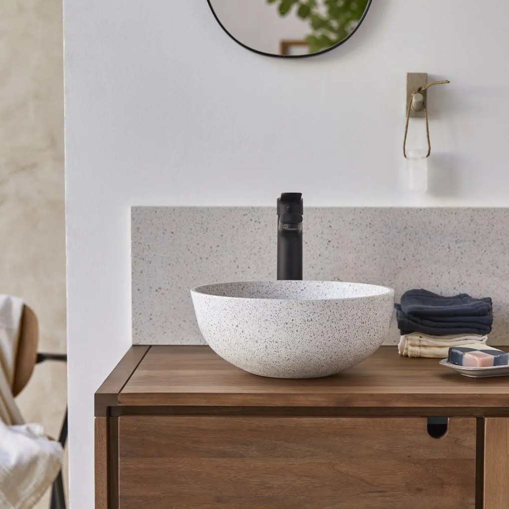 Tikamoon - Lavabo in battuto di terrazzo premium white Elea