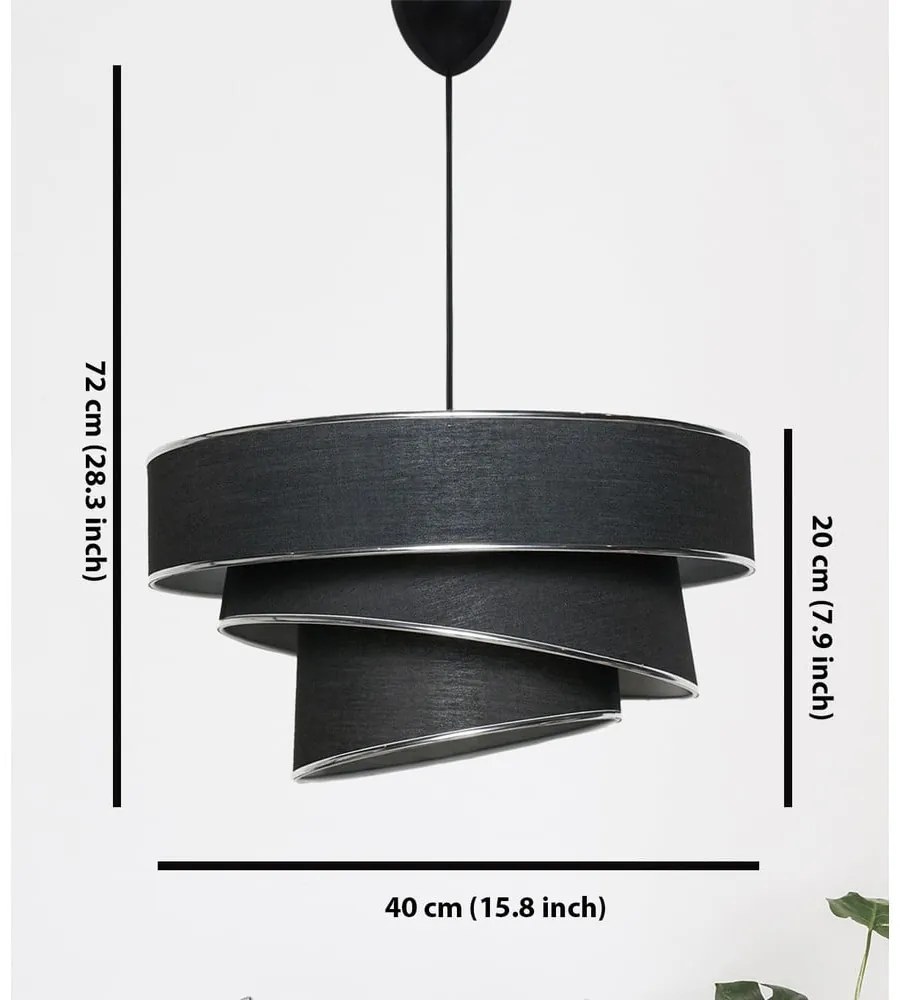 Lampadario nero/argentato con paralume in tessuto ø 40 cm Couper – Opviq lights