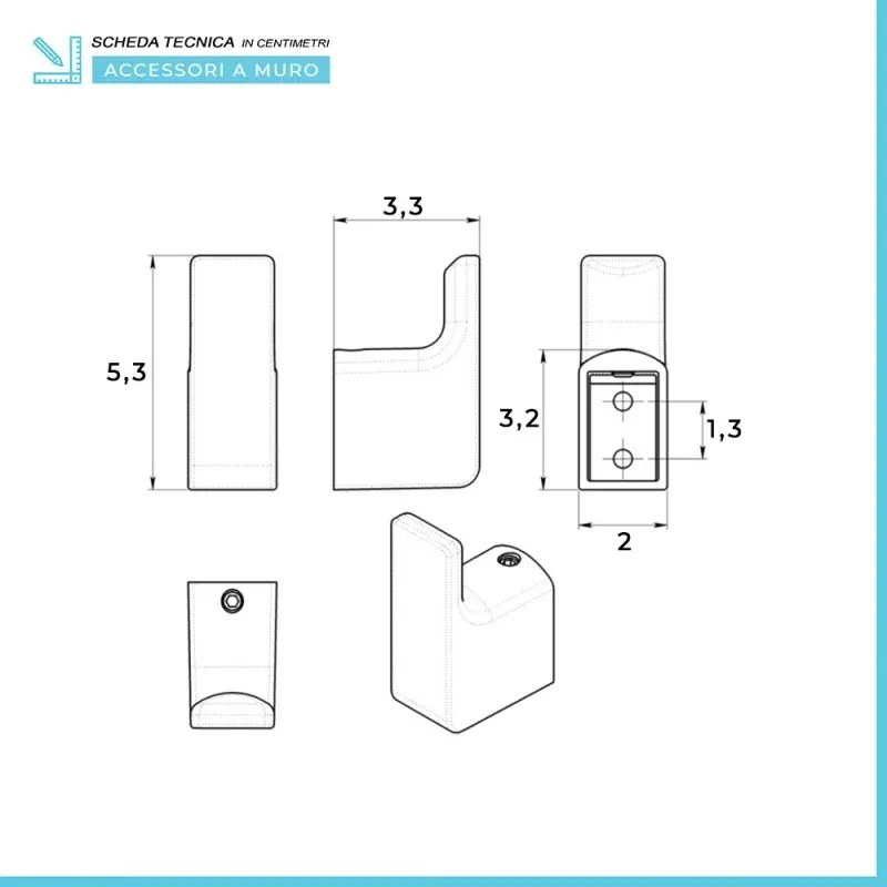 Set accessori bagno 3 pezzi da parete in acciaio bianco Pirenei