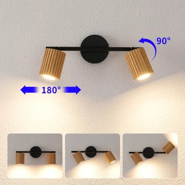 Brilagi - Faretto MODERN WOOD 2xGU10/8W/230V legno/nero