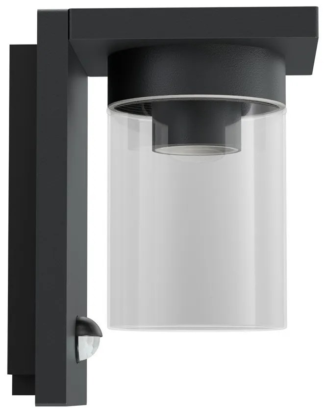 Applique Nera IP54 con Base E27 e Sensore di Movimento - Serie RIGA