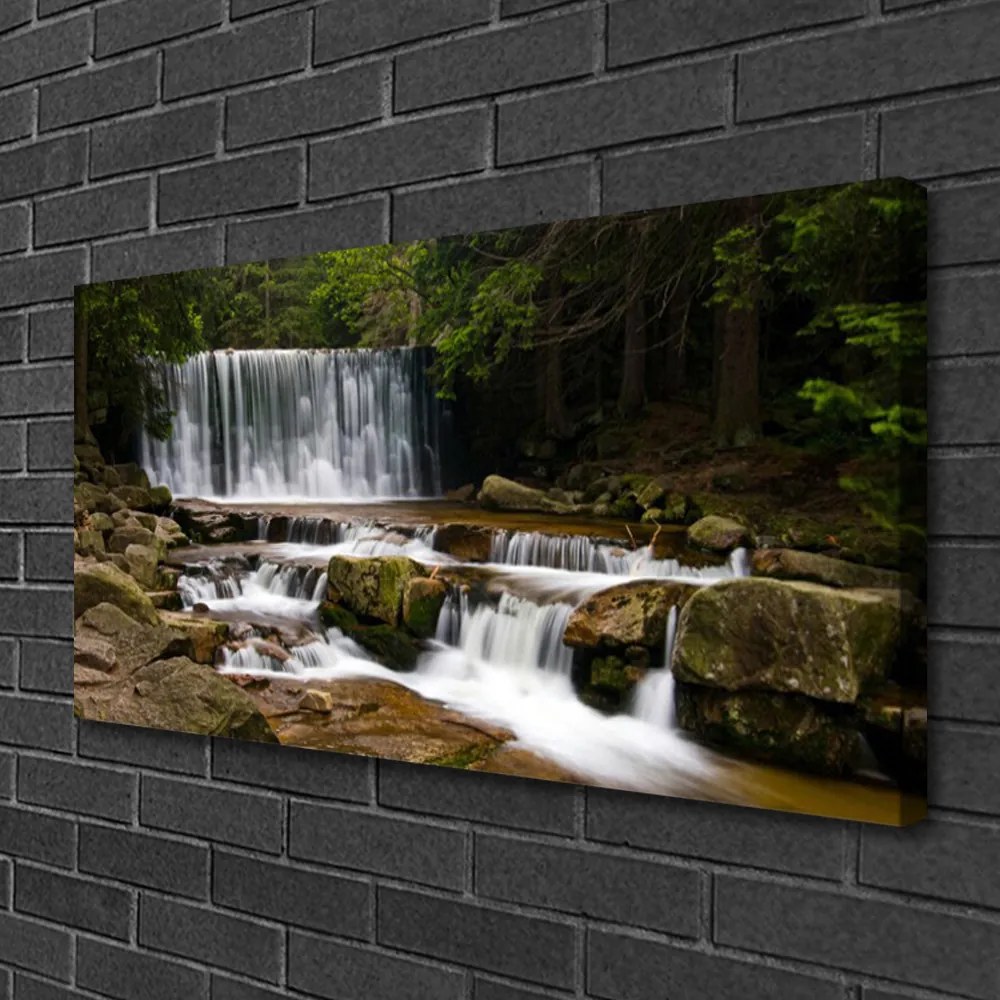 Quadro su tela Cascata della natura della foresta 100x50 cm