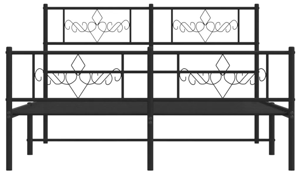 Giroletto con Testiera e Pediera Metallo Nero 140x190 cm