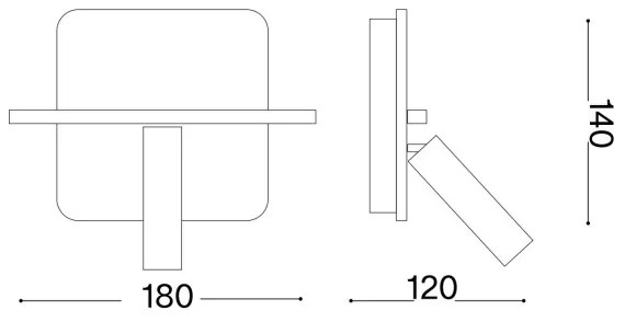 Ideal Lux - Faretto da parete orientabile a LED PIANO LED/10W/230V CRI 90 USB nero