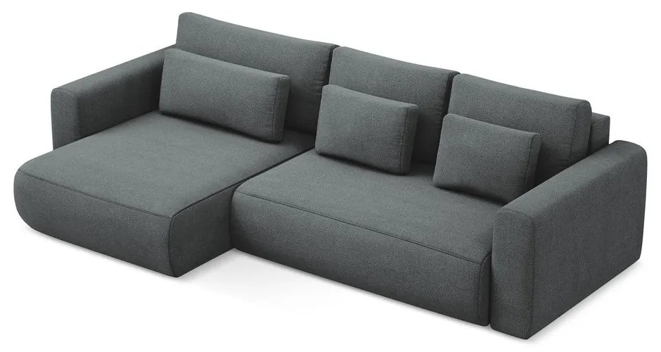 Divano angolare grigio scuro allungabile/con contenitore (con penisola a sinistra/con chaise lounge) Kapua – Makamii
