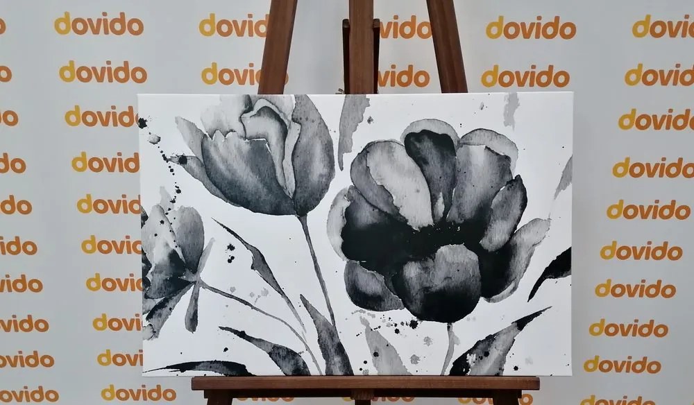Stampa su tela – Tulipani stupendi in bianco e nero in versione interessante
