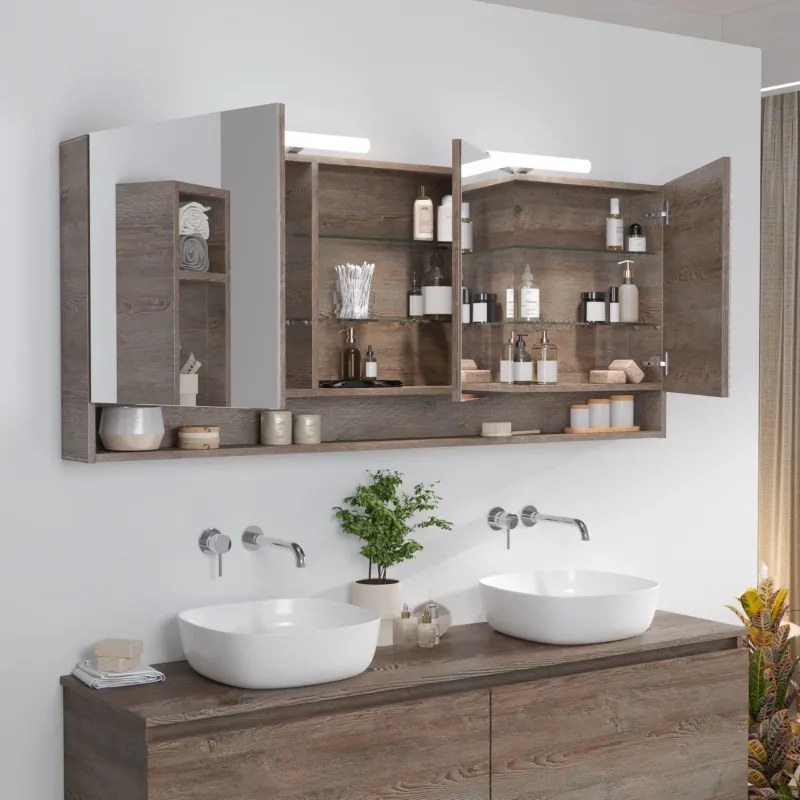 Mobile bagno sospeso 155 cm con doppio cassetto SP-155P - KAMALU