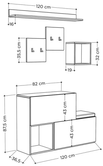 Mobile Ingresso 120 Con Scarpiera E Appendiabiti Holdon Bianco Opaco