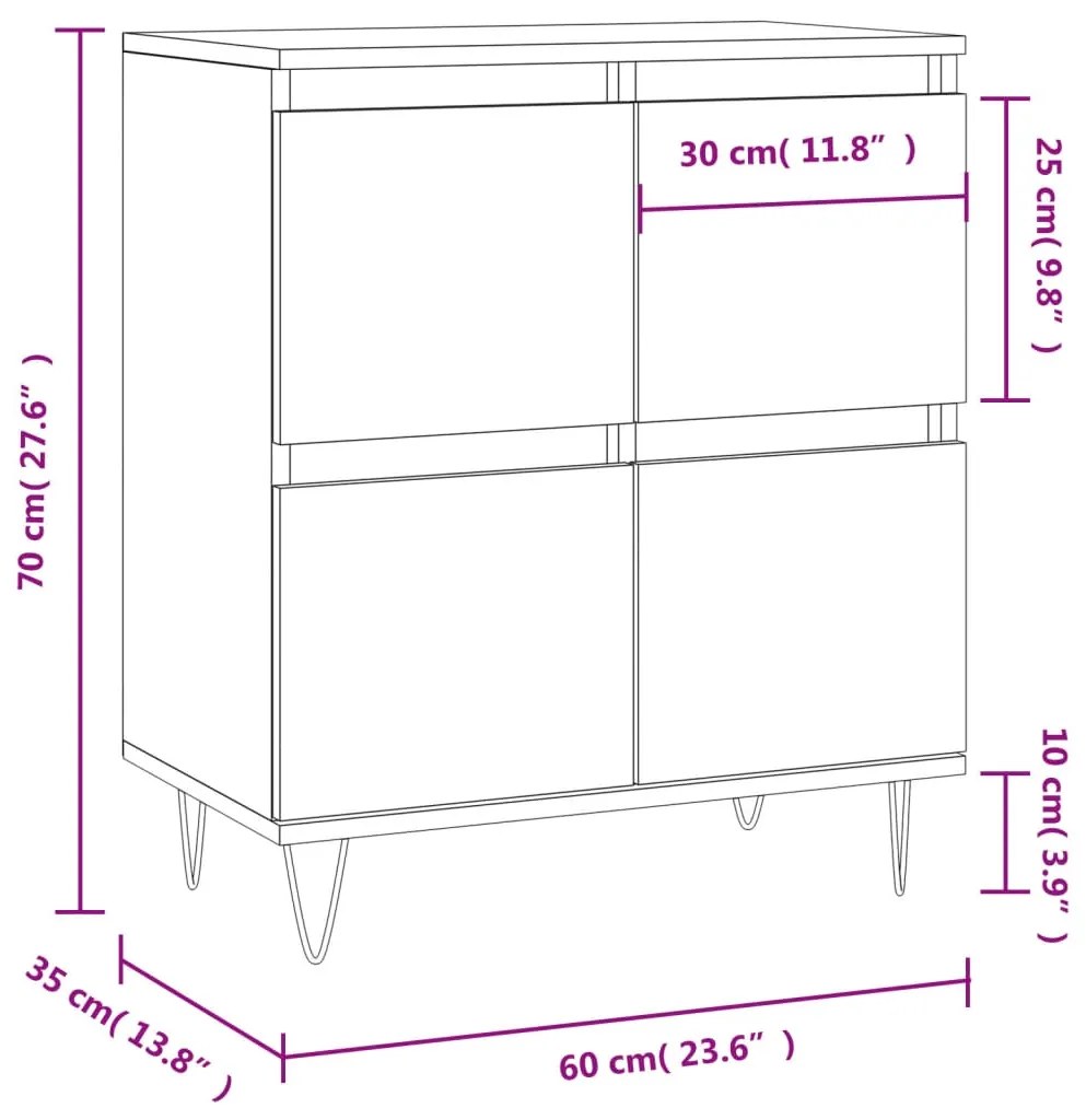 Credenza Rovere Sonoma 60x35x70 cm in Legno Multistrato