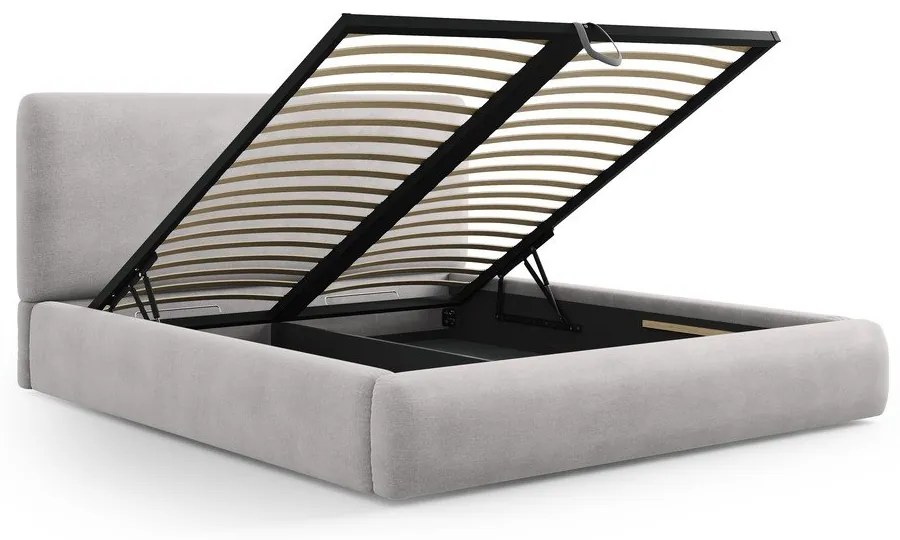 Letto matrimoniale imbottito grigio con contenitore e doghe 140x200 cm Colonel - Cosmopolitan Design