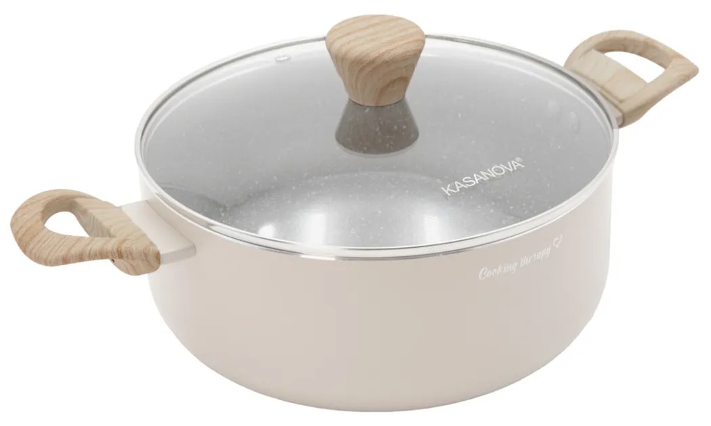 Casseruola 24 cm taupe scritta Cooking Therapy con coperchio