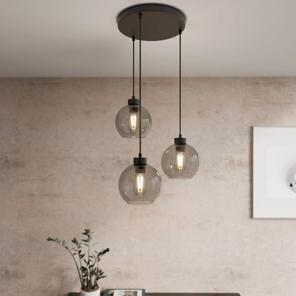 Lampada a sospensione in vetro Cubus TK Lighting, dimmerabile, Nero, Soggiorno / Sala da pranzo, Vetro, Moderno, Lampada a sospensione