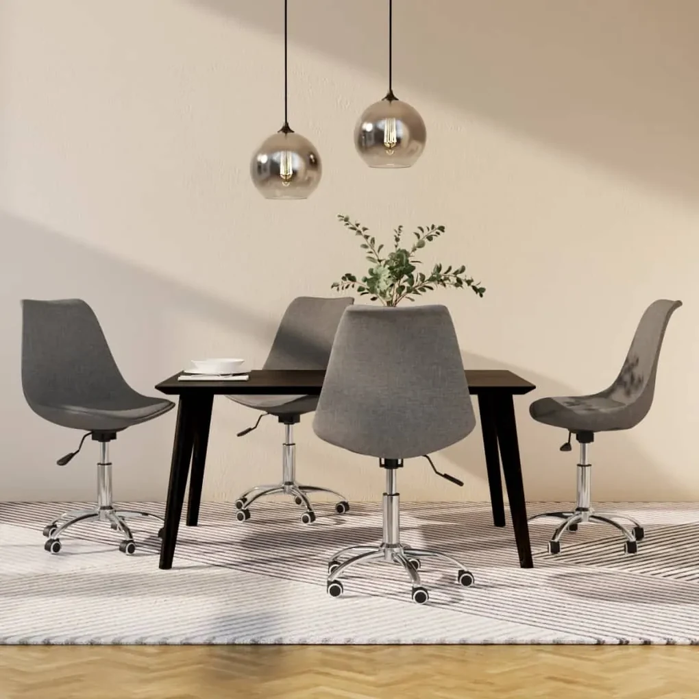 Sedie da pranzo girevoli 4 pz grigio chiaro in tessuto