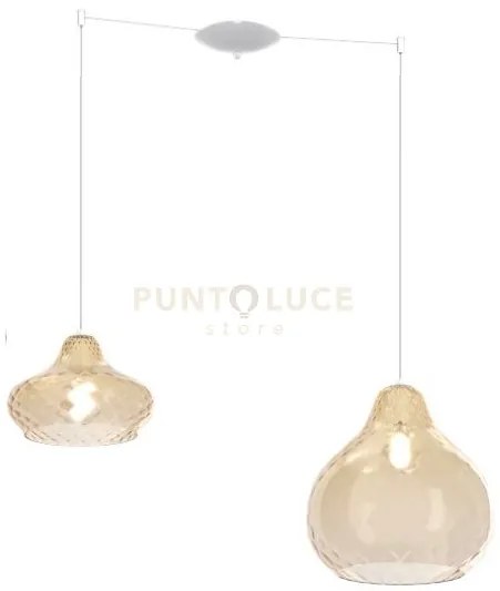 Sospensione bianco 2 luci spostabile vetri (1 piccolo + 1 grande) t...