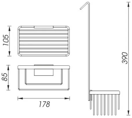 NIMCO Ki 14015H-26 - Mensola a muro per doccia KIBO cromo lucido