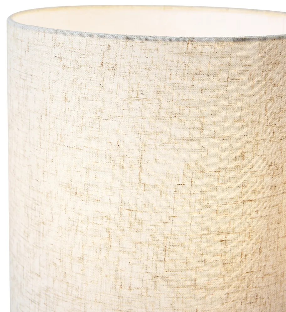 Lampada da tavolo Japandi nera con paralume in lino - Dahlia