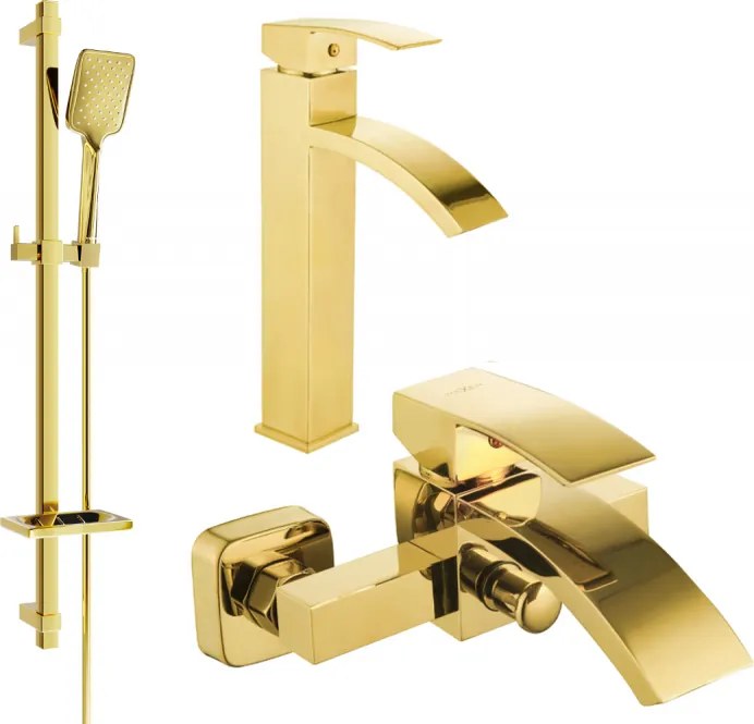 Mexen Libra DQ62 set vasca da bagno, dorato - 745113DQ62-50
