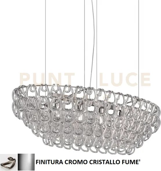Giogali sospensione ov1 cristallo fume' e cromo lucido 4 luci attac...