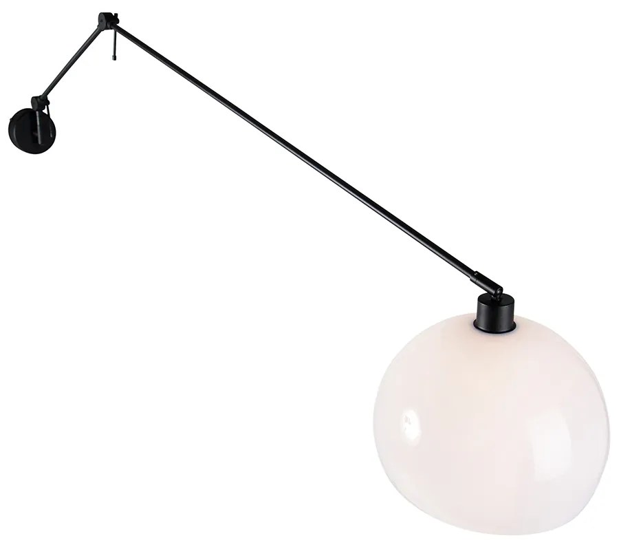 Applique nera con paralume bianco 30 cm orientabile - Blitz