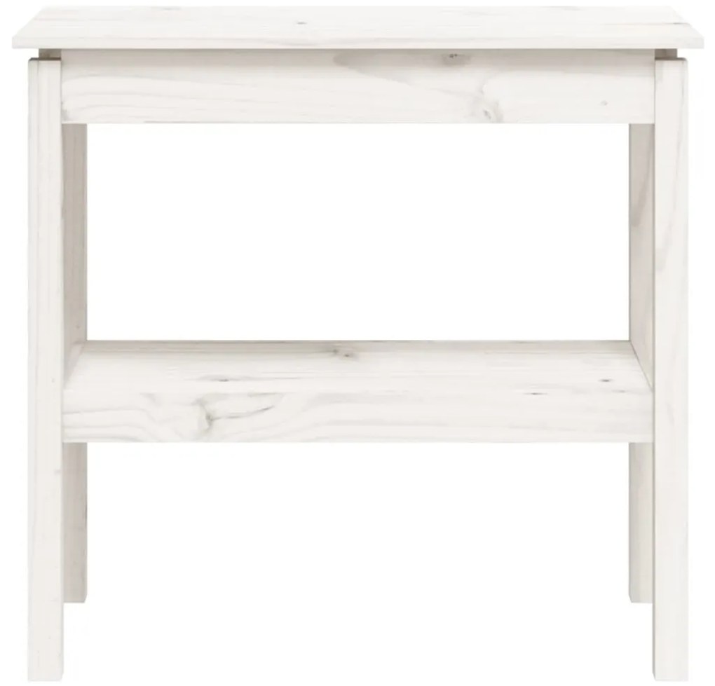 Tavolo consolle bianco 80x40x75 cm in legno massello di pino