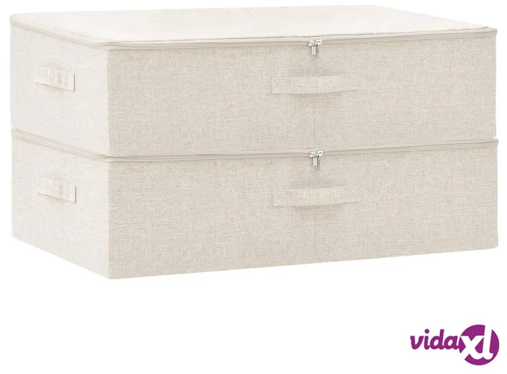 vidaXL Scatole Portaoggetti 2pz in Tessuto 70x40x18 cm Crema