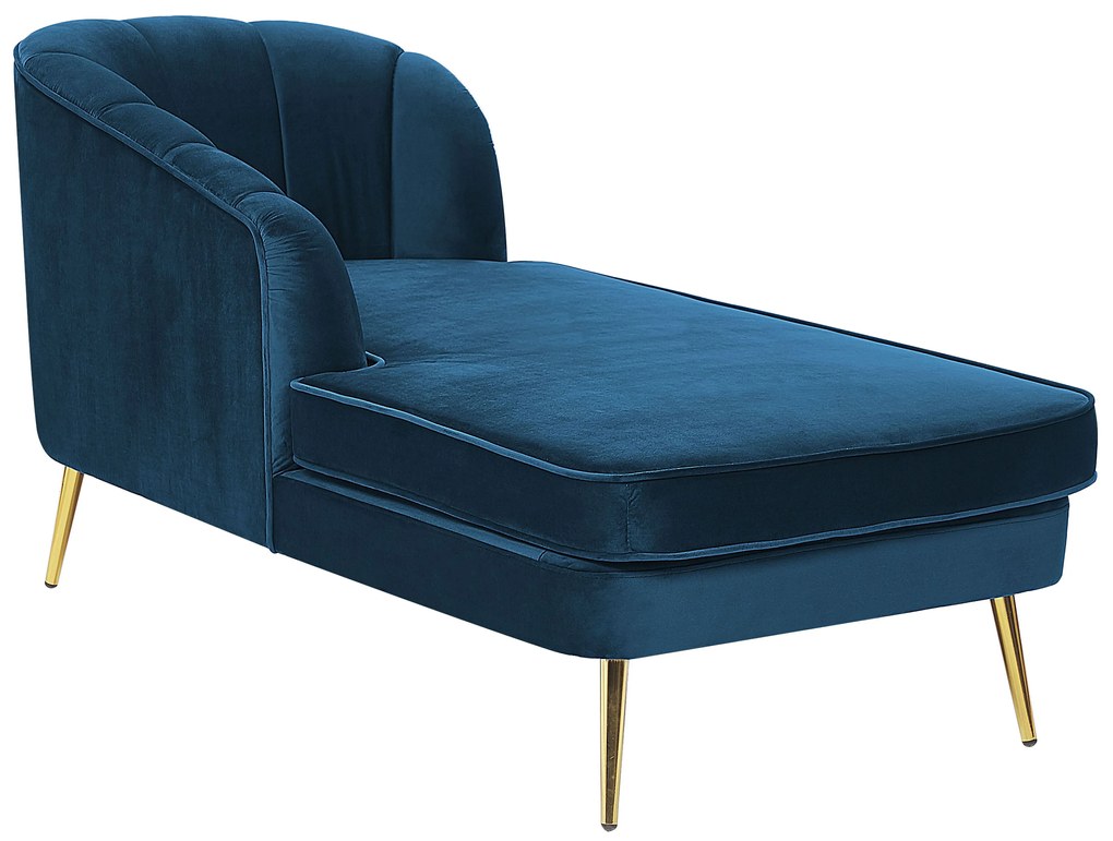 Chaise longue velluto blu marino destra ALLIER Beliani