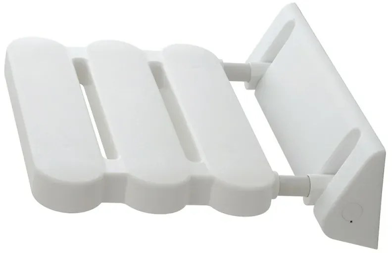 Sedile doccia a muro ribaltabile in alluminio bianco portata max 100 kg