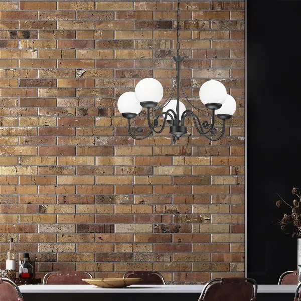 Brilagi - LED Lampadario a sospensione con catena COTTAGE 5xG9/40W/230V nero/bianco