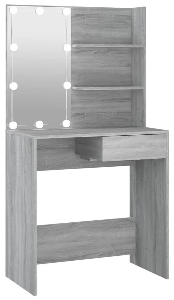 Toeletta con led grigio sonoma 74,5x40x141 cm