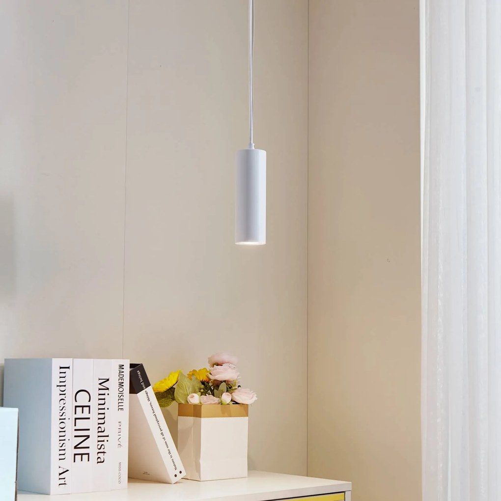 Lindby lampada a sospensione Joffrey, Ø 6 cm, bianco, metallo, GU10