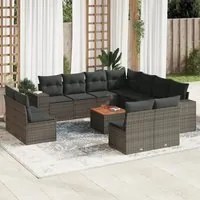 Set Divani da Giardino 12 pz con Cuscini Grigio in Polyrattan 3257838